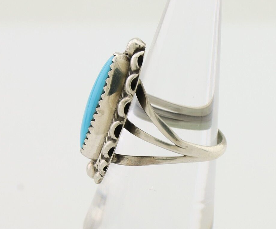 Navajo Ring 925 Silver Kingman Turquoise Artist Signed SC Size 6.0 C.80's