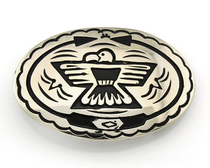 Navajo Peyote Bird Belt Buckle .999 Nickel Vintage Signed SD