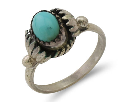 Navajo Ring 925 Silver Kingman Turquoise Native American Artist Made In 1985