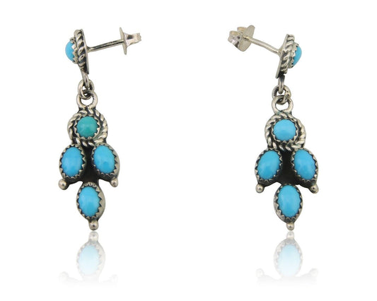 Navajo Paw Earrings 925 Silver Blue Turquoise Native American Artist C.80's