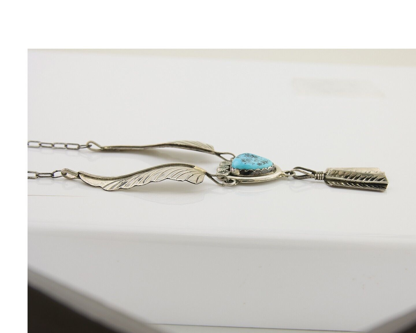 Navajo Turquoise Necklace 925 Silver Artist Signed Margie Chee C.80's