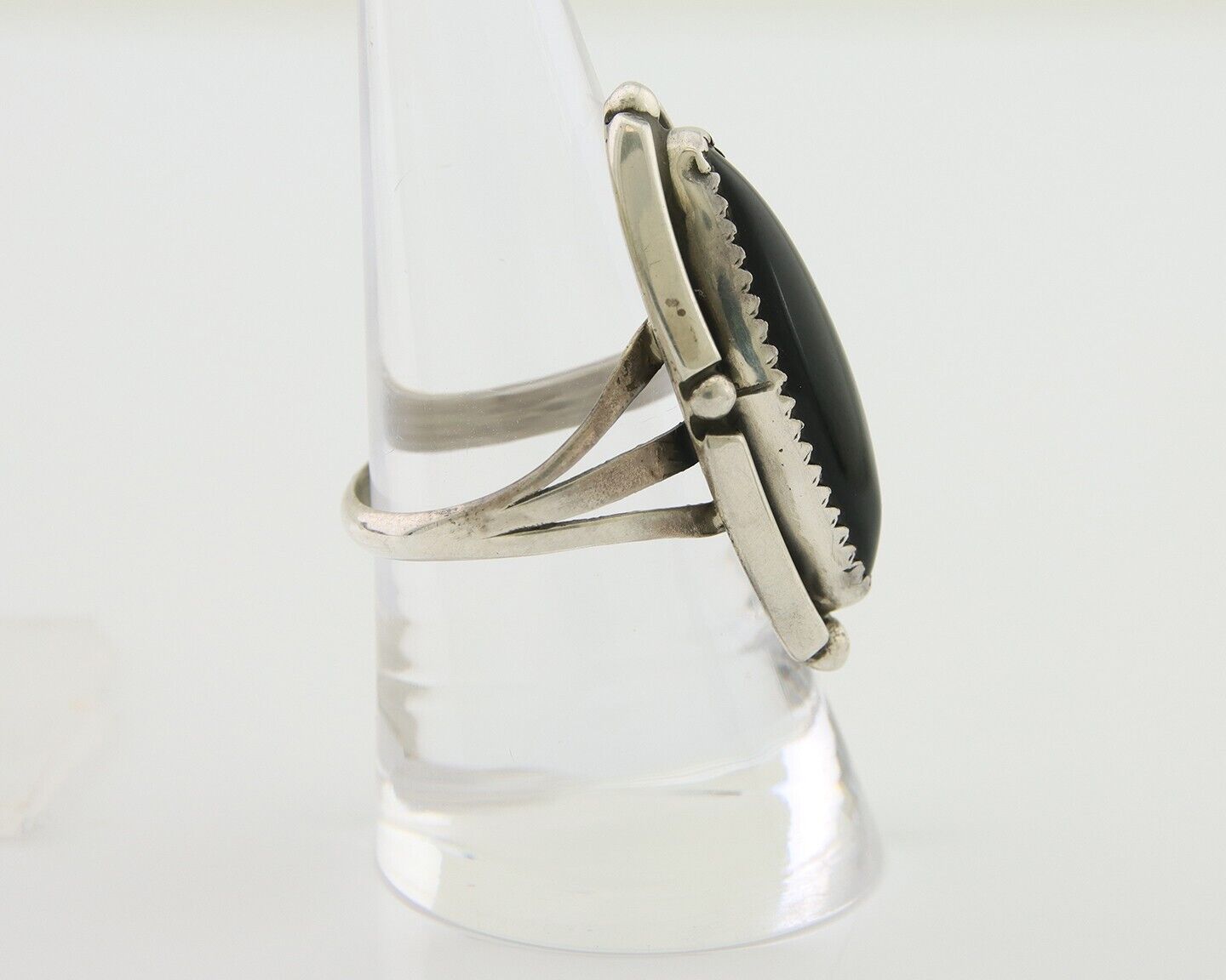 Navajo Handmade Ring 925 Silver Black Onyx Artist Signed SC C.80's