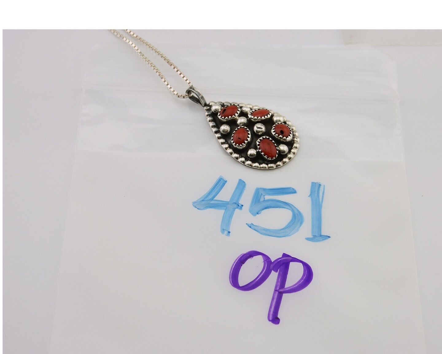 Large Navajo Necklace 925 Silver Mediterranean Coral Artist Signed JR C.80's