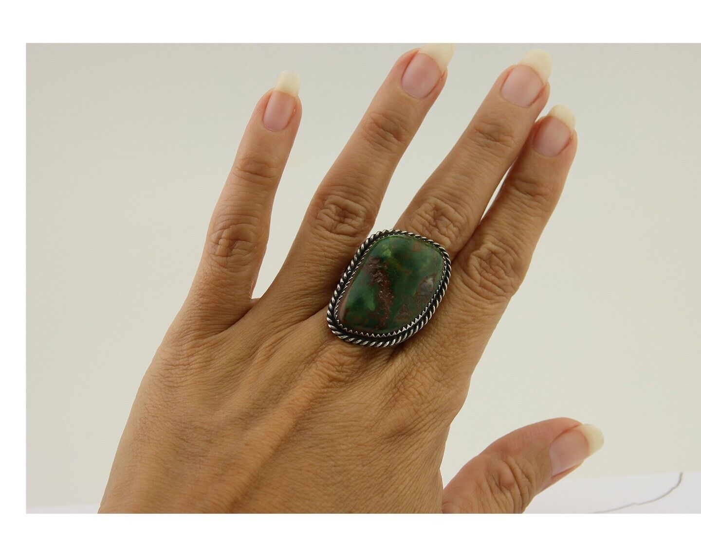Navajo Handmade Ring 925 Silver Manassas Turquoise Native Artist C.80's