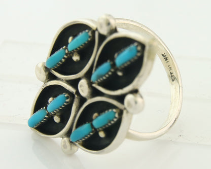 Vintage Zuni Ring 925 Sterling Authentic Natural Turquoise Native Artist Sz 8.5