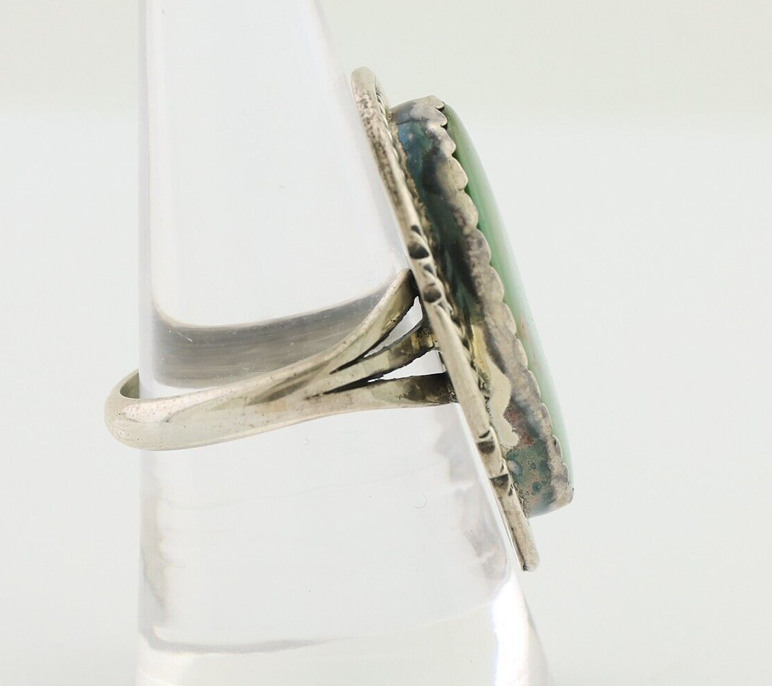 Navajo Ring 925 Silver Natural Green Turquoise Native American Artist C.80's