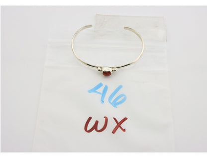 Navajo Bracelet .925 Silver Mediterranean Red Coral Cuff Native Artist C.80's