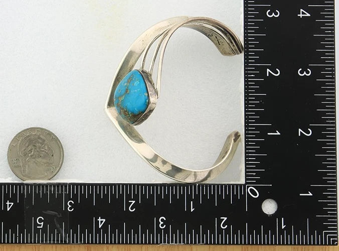 Navajo Cuff Bracelet Sterling Silver Vintage Turquoise Handmade Signed D Zachary