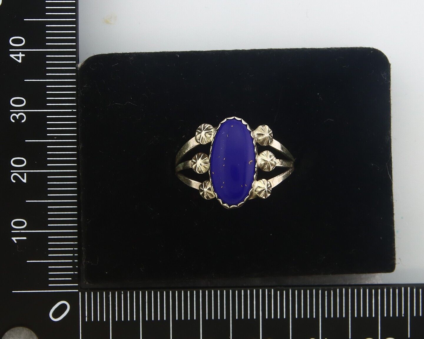 Navajo Ring 925 Sterling Natural Lapis Handmade Native Artist C.80's