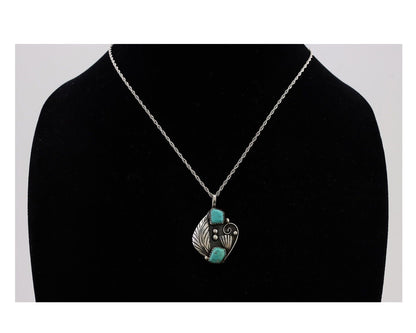 Navajo Turquoise Handmade Necklace 925 Silver Artist Signed PM C.80s