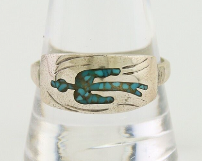 Men Navajo Thunderbird Ring 925 Silver Turquoise Native Artist C.80's