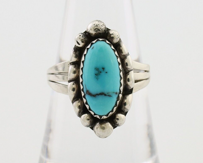 Navajo Ring 925 Silver Sleeping Beauty Turquoise Artist Signed SC C.80's