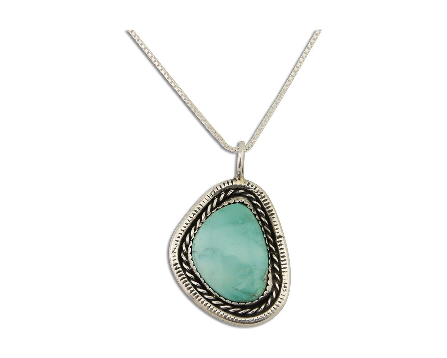 Navajo Necklace 925 Silver Natural Turquoise Native American Artist C.80's