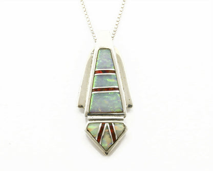 Navajo Signed Venus Etssity Natural Opal .925 SOLID Silver Inlaid Pendant