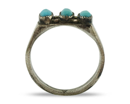 Zuni Ring .925 Silver Natural Sleeping Beauty Turquoise Signed R. LULE C.80's