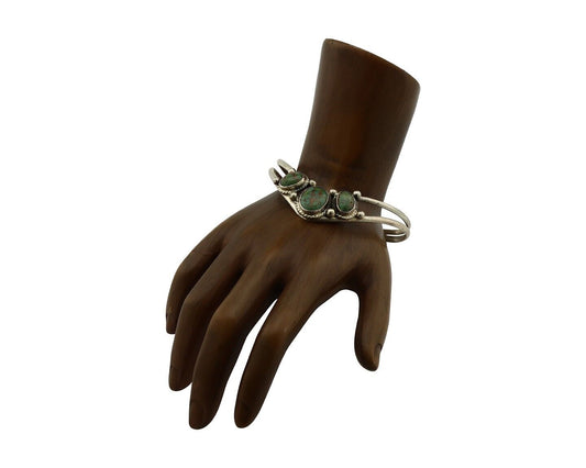 Navajo Bracelet 925 Silver Royston Turquoise Artist Signed MC C.80's