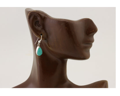 Navajo Dangle Earrings 925 Silver Natural Blue Turquoise Artist Signed M C.80's