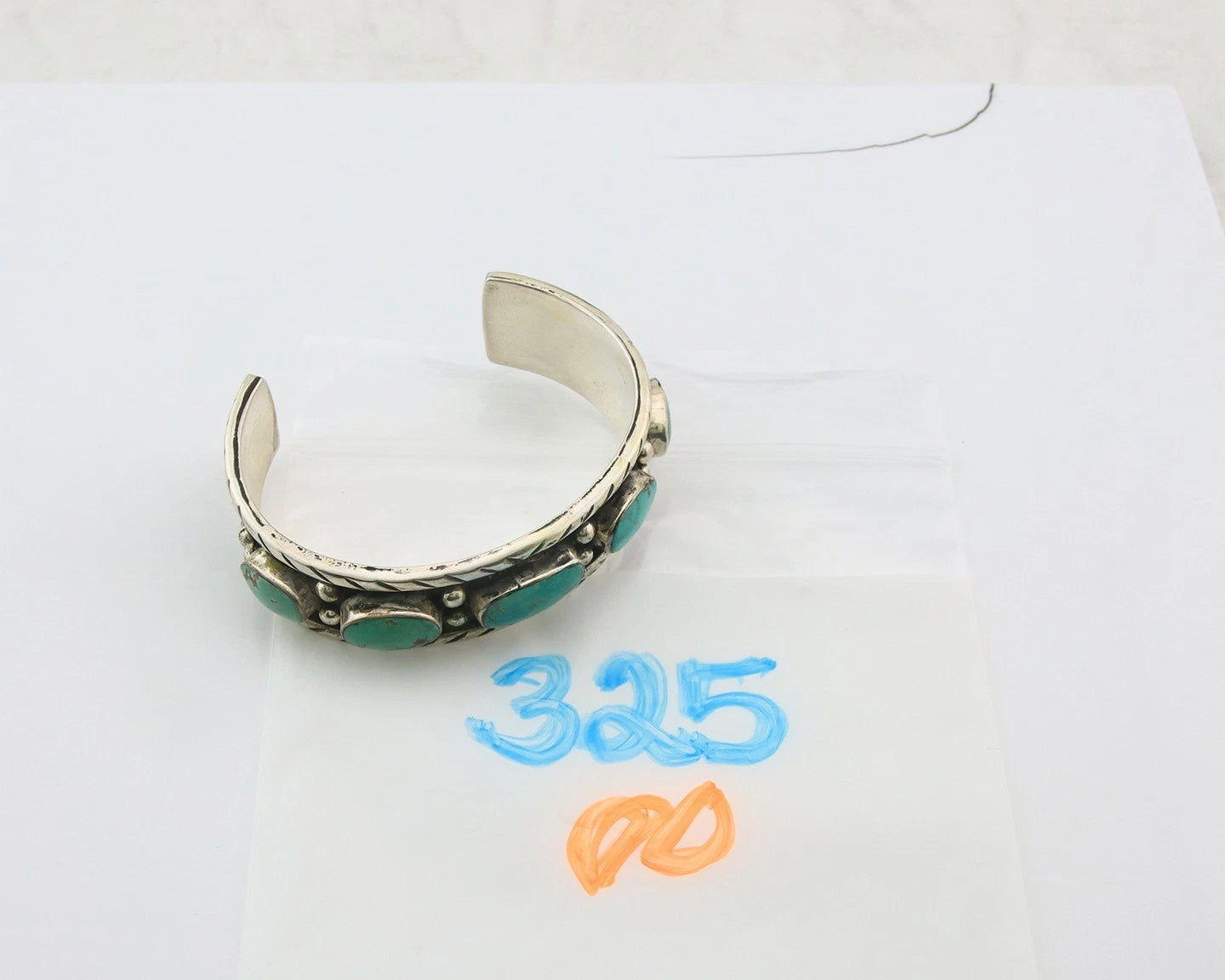 Navajo Cuff Bracelet Sterling Silver Turquoise Handmade Vintage Signed DZ