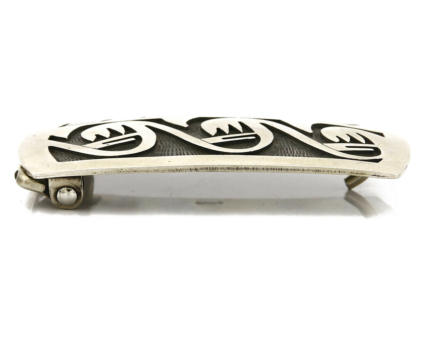 Navajo Belt Buckle .925 SOLID Sterling Silver Handmade Overlay Circa 1980's