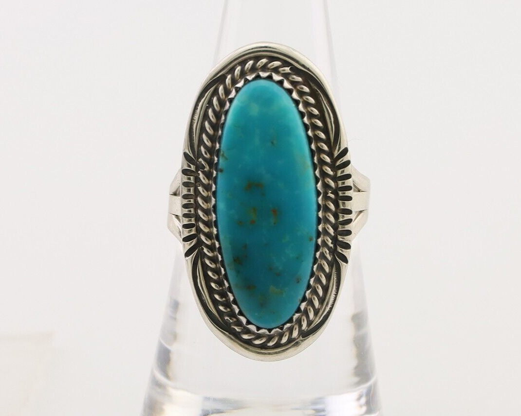 Navajo Ring 925 Silver Natural Blue Turquoise Native American Artist C.80's