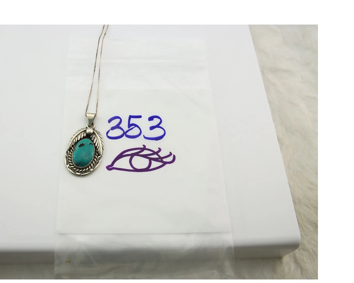 Navajo Necklace Sterling Silver Blue Turquoise Vintage Signed Sun
