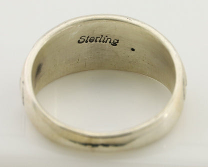 Navajo Ring 925 Silver Turquoise & Coral Natural American Artist C.80's