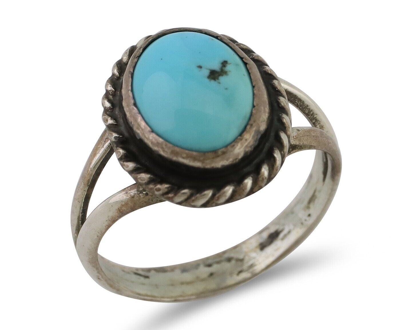 Navajo Ring 925 Silver Kingman Turquoise Native American Artist C.80's