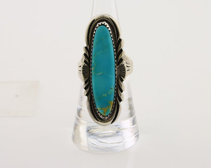 Navajo Hand Stamped Ring 925 Silver Turquoise Native Artist Begay C.80's
