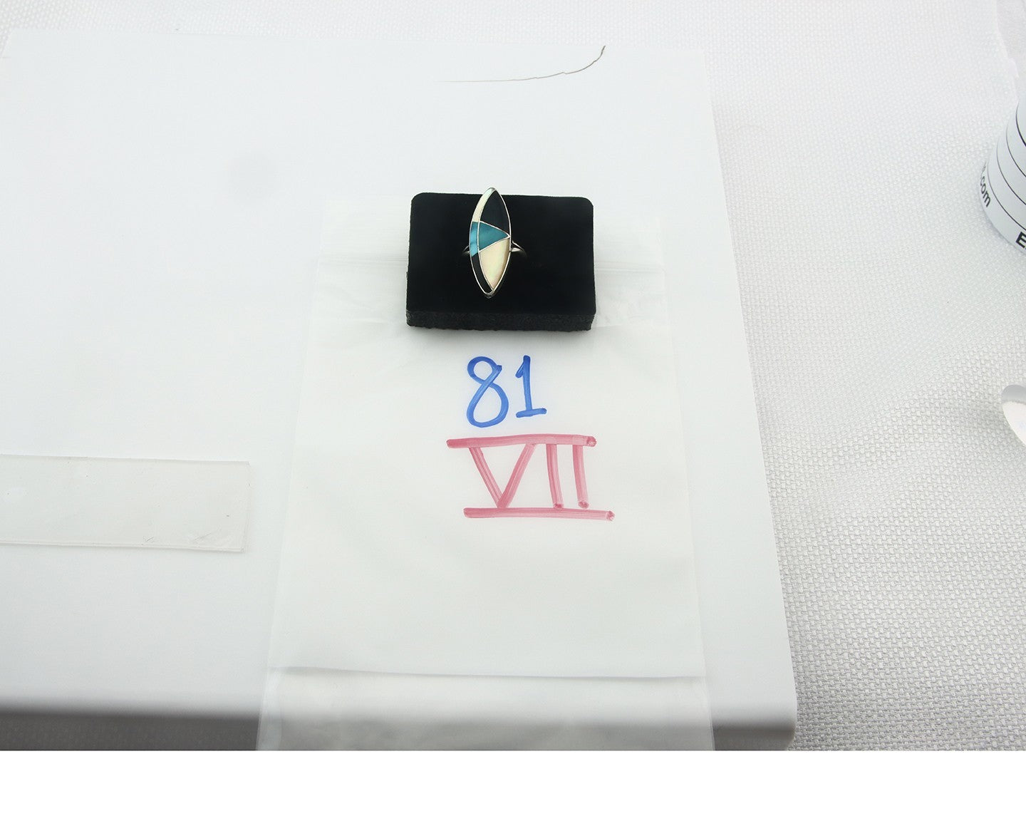 Vintage Zuni Ring 925 Sterling Silver Natural Gemstone Signed MK Size 6.25