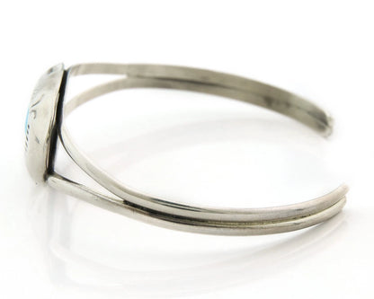 Navajo Cuff Bracelet 925 Sterling Silver Vintage Turquoise Signed LP HandStamped