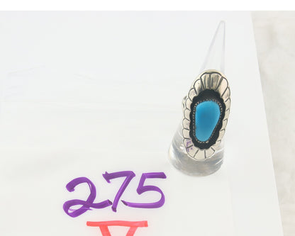 Vintage Ring 925 Sterling Authentic Turquoise Artist Signed Size 7.75