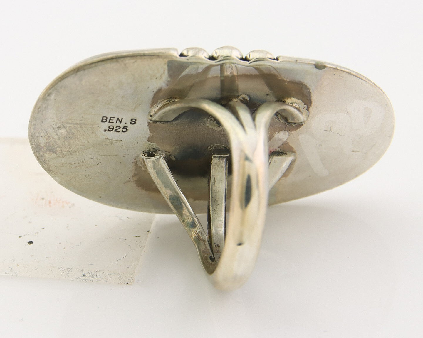 Navajo Ring 925 Sterling Natural Blue Turquoise Signed Ben S C.80's Size 9.0