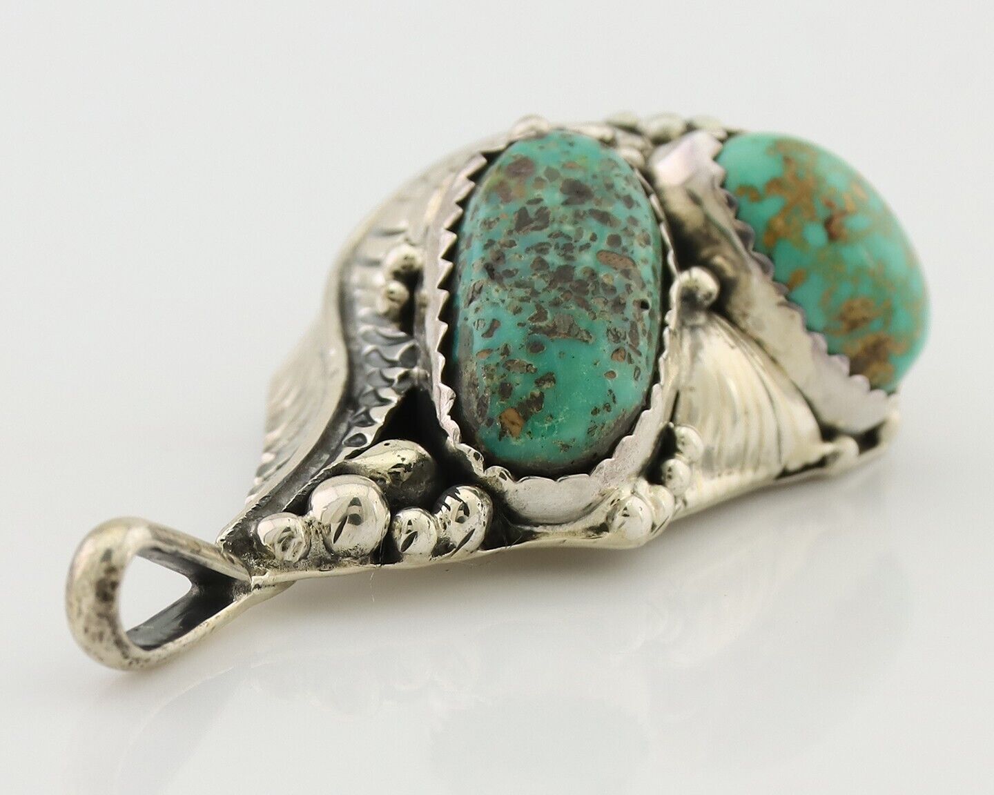 Navajo Pendant 925 Silver Natural Bisbee Turquoise Signed Tom Willeto C.80's