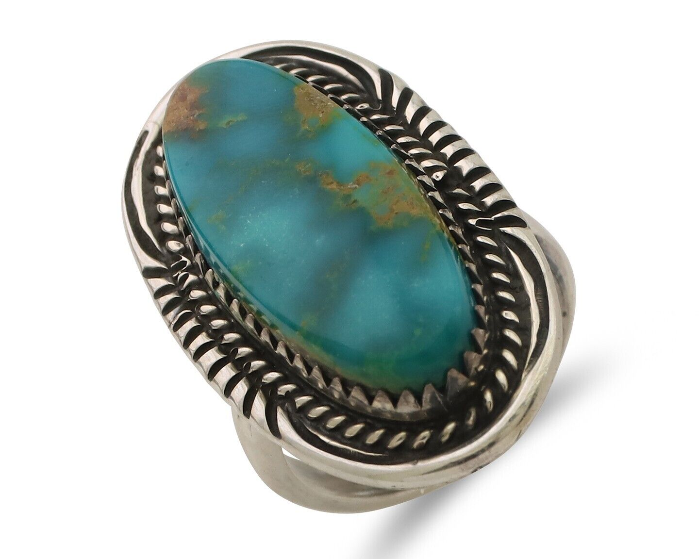 Navajo Ring 925 Silver Natural Blue Turquoise Native American Artist C.80's