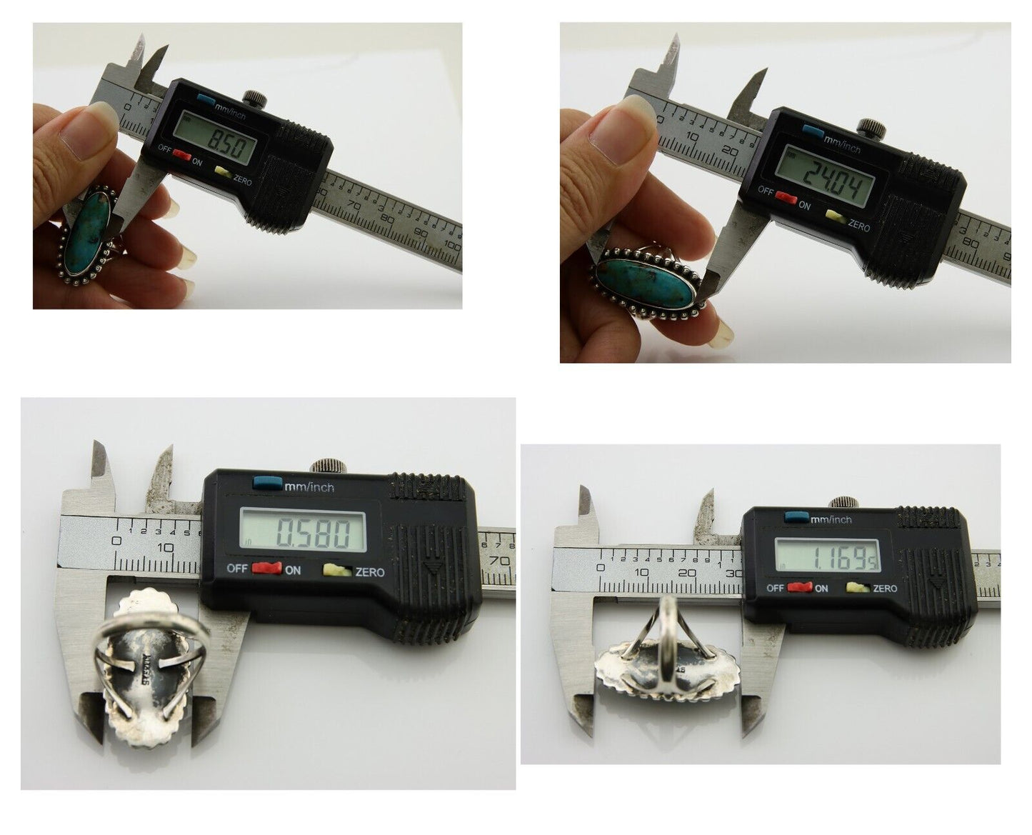 Navajo Shield Ring 925 Silver Arizona Turquoise Native Artist C.80's