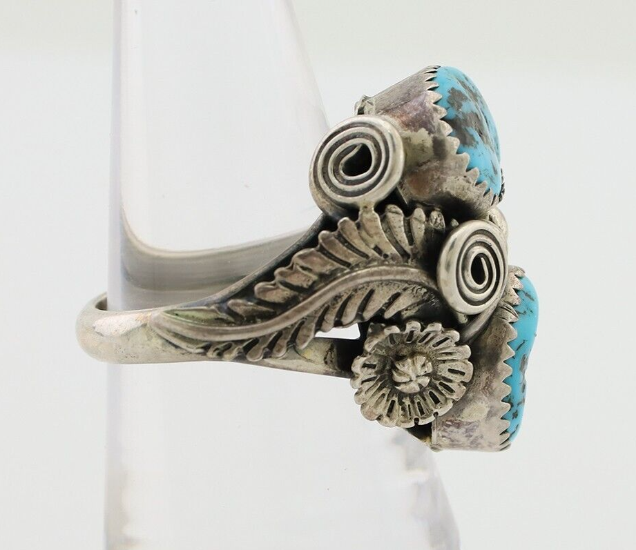 Navajo Handmade Ring 925 Silver Sleeping B Turquoise Artist IHMJ C.80's