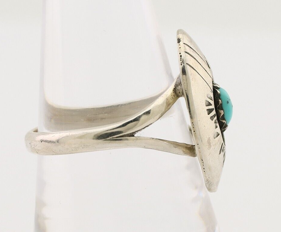 Navajo Handmade Ring 925 Silver Blue Turquoise Artist Signed BF C.80's