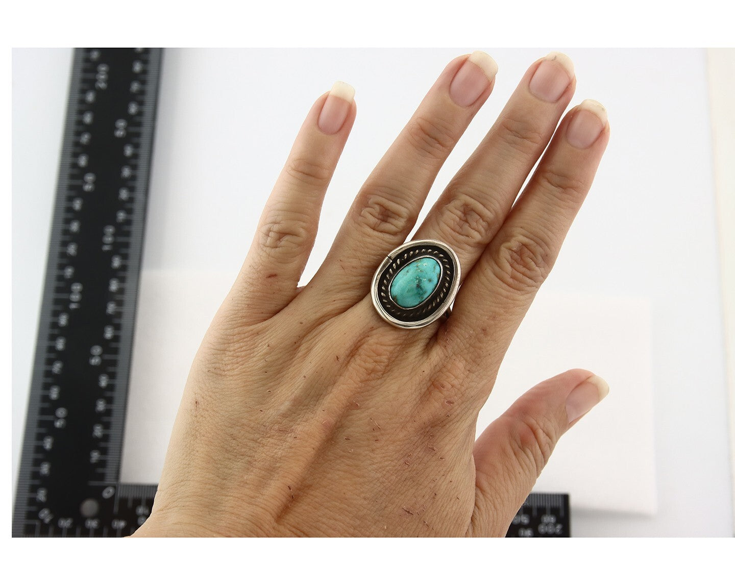 Vintage Navajo Ring 925 Sterling Silver Turquoise Handmade Size 9.25