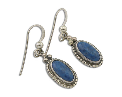 Navajo Dangle Earrings 925 Silver Natural Denim Lapis Signed Melissa Yazzie C80s