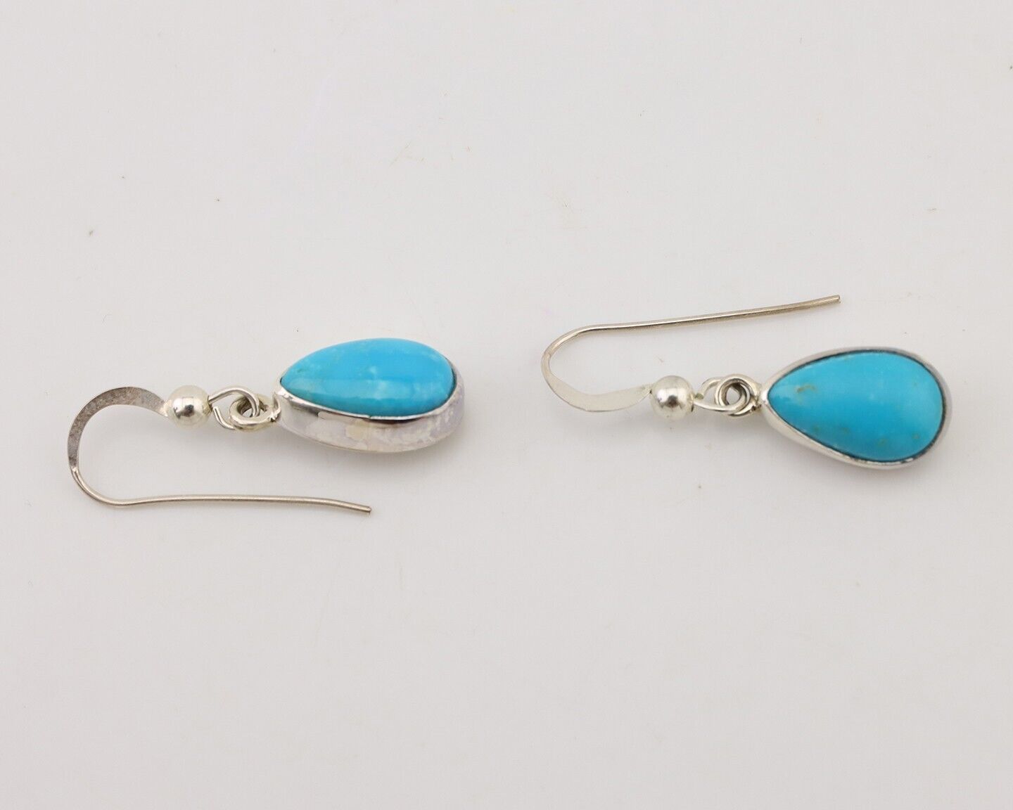 Navajo Dangle Earrings 925 Silver Natural Blue Turquoise Artist Signed M C.80's