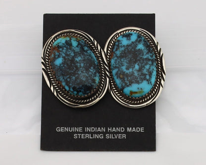 Navajo Earrings 925 Silver Kingman Turquoise Native American Artist C.80's