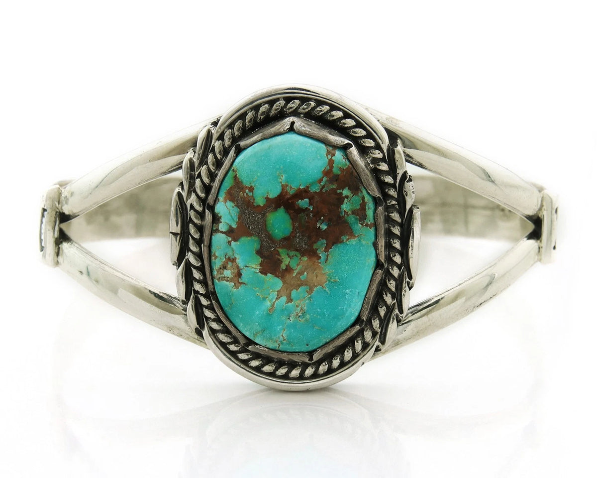 Navajo Cuff Bracelet Sterling Silver Turquoise Handmade Vintage Signed Sunrise