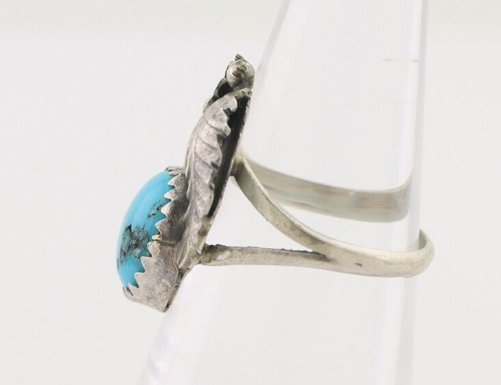 Navajo Ring 925 Silver Natural Blue Turquoise Native American Artist C.80's