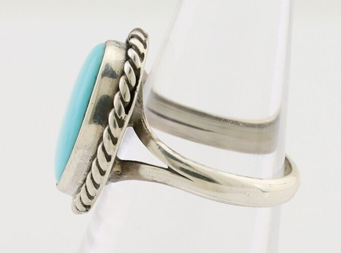 Navajo Ring 925 Silver Natural Blue Turquoise Native American Artist C.80's