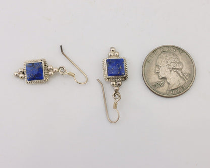 Navajo Earrings 925 Silver Natural Mined Lapis Native American Artist C.80's