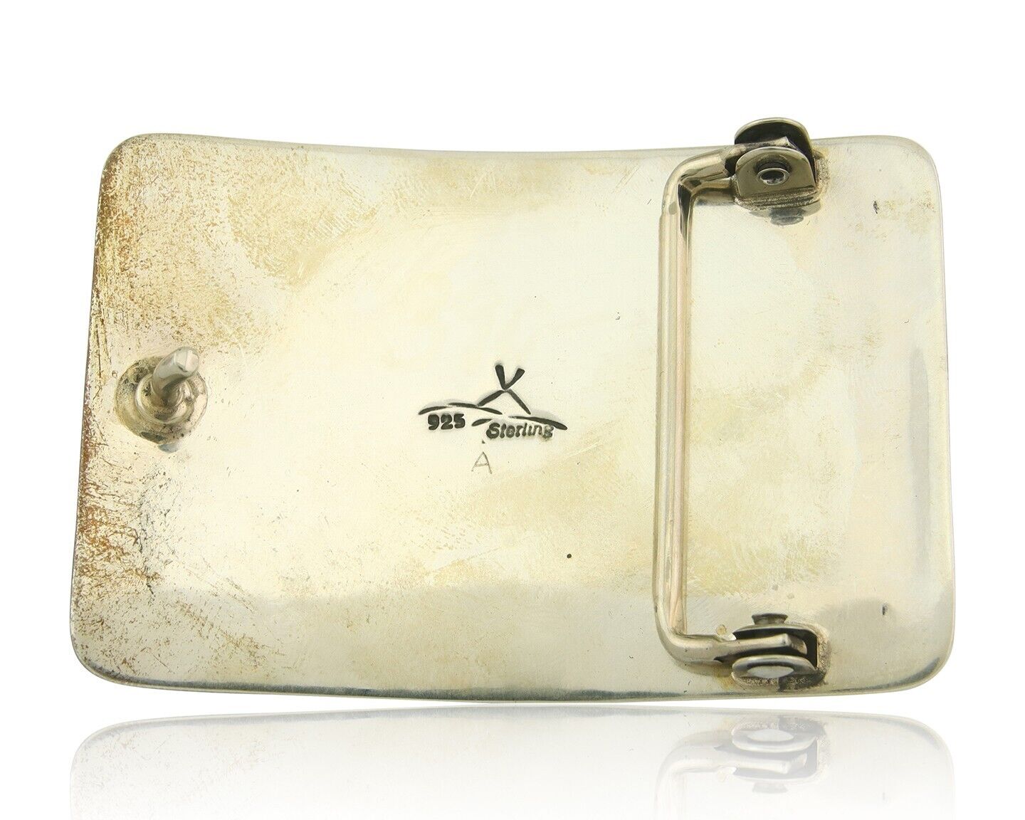 Vintage Navajo Belt Buckle 925 Silver Cluster Natural Gemstone Signed Teepee