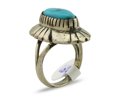 Navajo Ring 925 Silver Natural Turquoise Native Artist Signed M Montoya C.80's