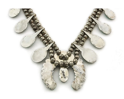 Navajo Squash Necklace Set Sterling Silver Turquoise Vintage Handmade