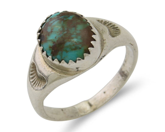 Navajo Ring 925 Silver Natural Blue Turquoise Native American Artist C.80's
