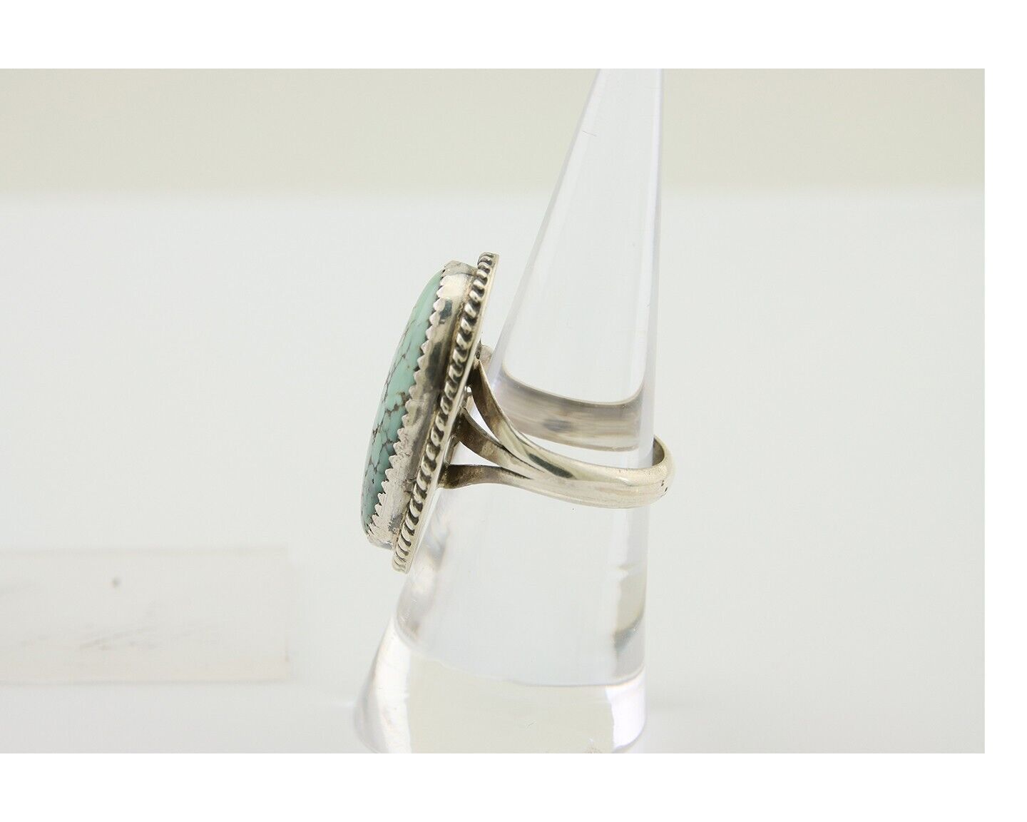 Navajo Handmade Ring 925 Silver Spiderweb Turquoise Native Artist C.80's